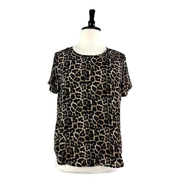Chelsea & Theodore Tunic Top Short Sleeves Leopard Print Women’s Size XL - Picture 1 of 10